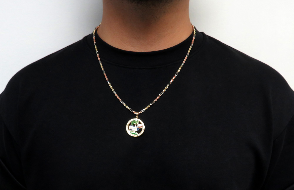 10k yellow gold small cz puerto rico pendant 1.00ct  - Image 6