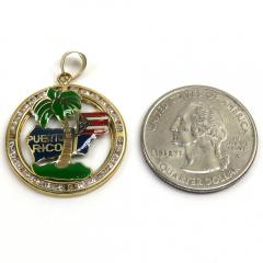 10k yellow gold small cz puerto rico pendant 1.00ct 