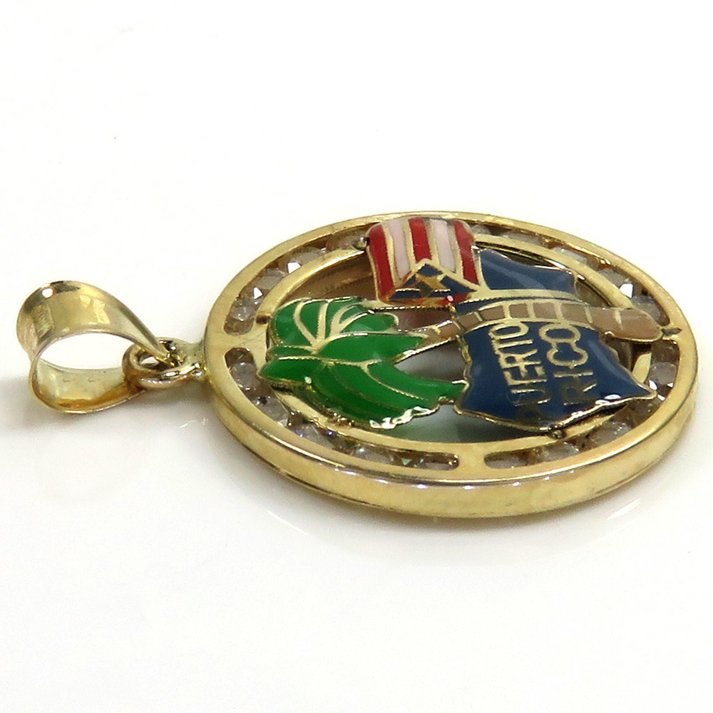 10k yellow gold mini cz puerto rico pendant 0.50ct 
