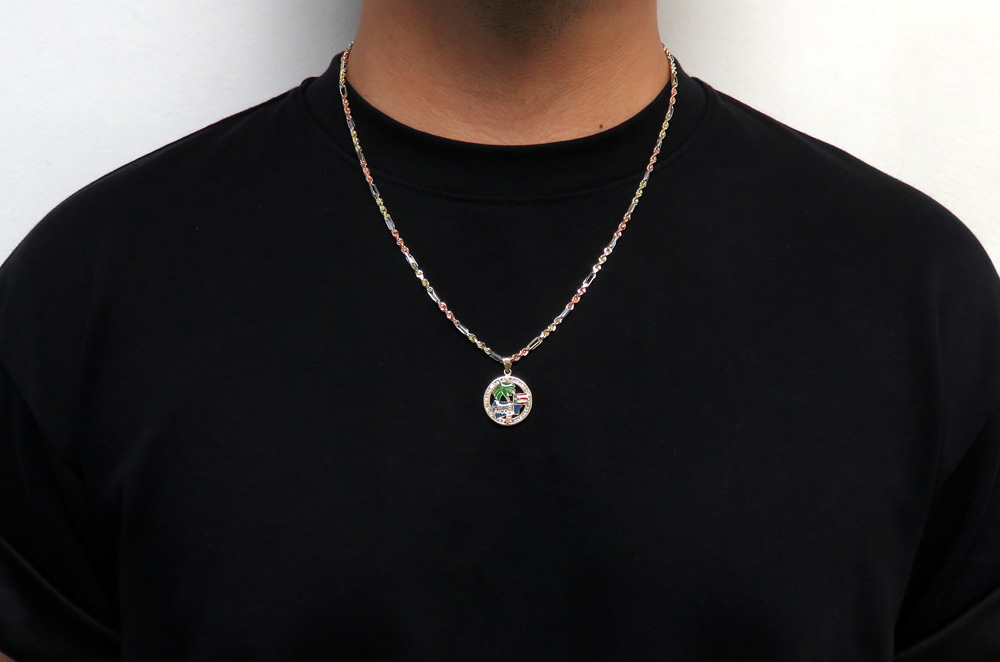 10k yellow gold mini cz puerto rico pendant 0.50ct 