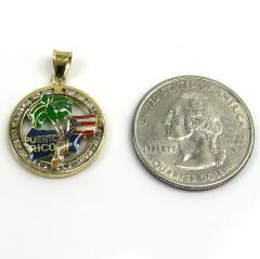 10k yellow gold mini cz puerto rico pendant 0.50ct 
