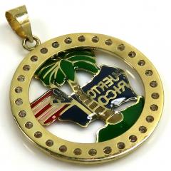 10k yellow gold mini cz puerto rico pendant 0.50ct 
