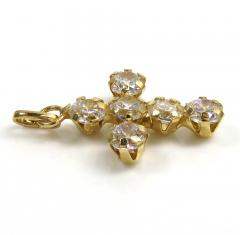 14k yellow gold mini cz cross pendant 1.50ct