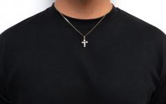 14k yellow gold mini cz cross pendant 1.50ct
