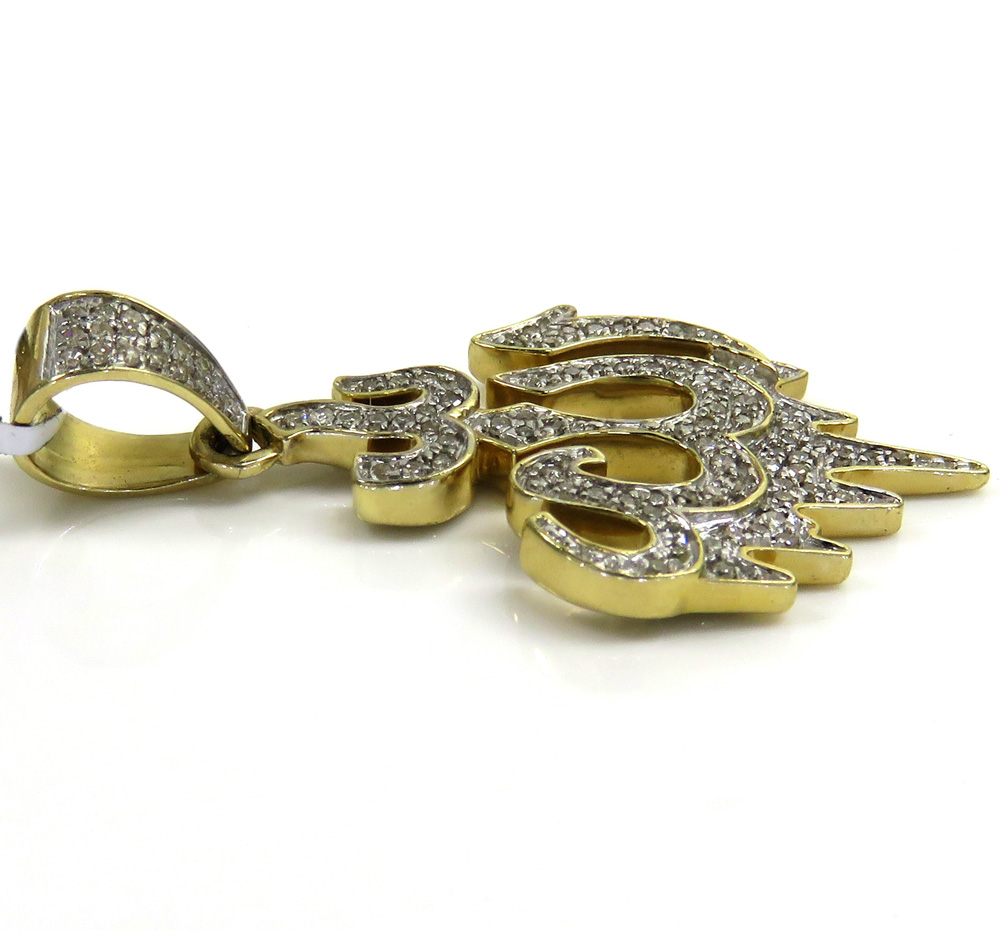 14k yellow gold medium diamond drip allah pendant 0.35ct - Image 3