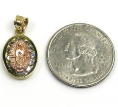 10k two tone gold virgin mary cz oval pendant 0.75ct
