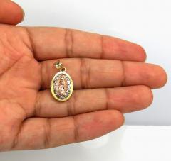 10k two tone gold virgin mary cz oval pendant 0.75ct
