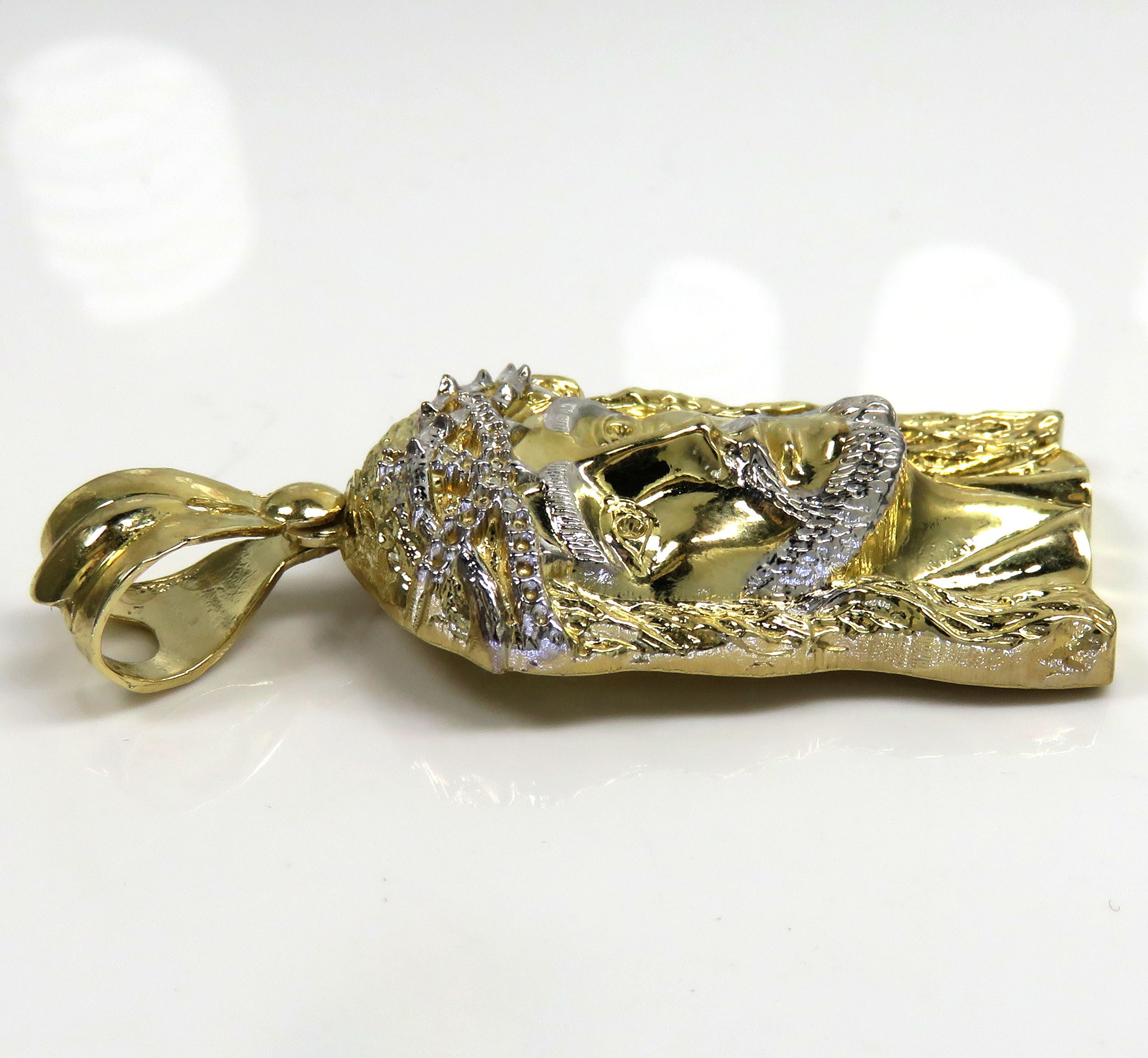 10k two tone gold large classic jesus face pendant - Image 3