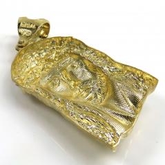 10k two tone gold large classic jesus face pendant