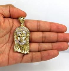 10k two tone gold large classic jesus face pendant