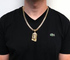 10k two tone gold large classic jesus face pendant
