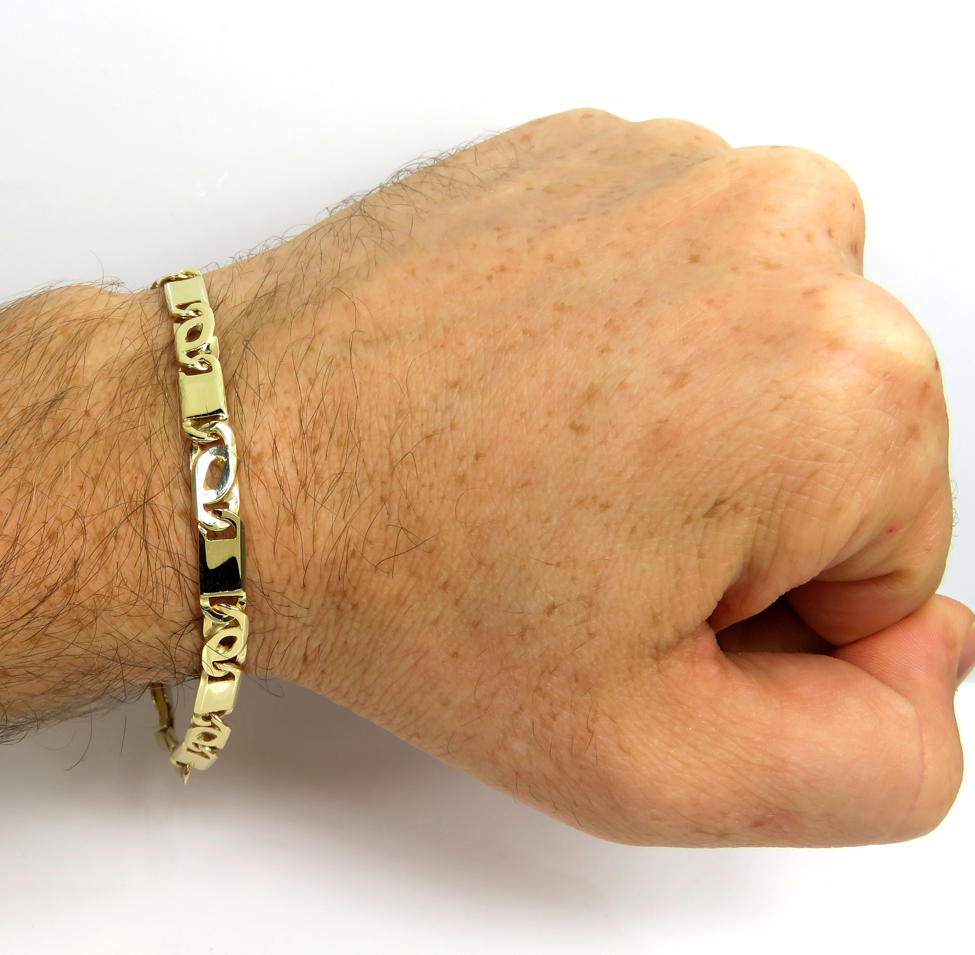 10k yellow gold solid tiger eye bracelet 8.75