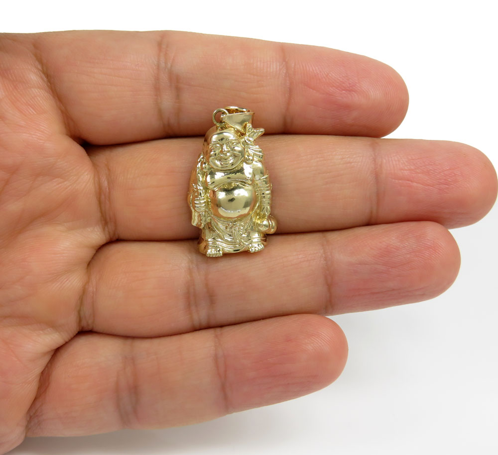 10k yellow gold small fat buddha pendant 
