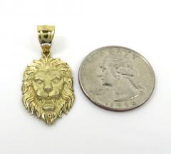 10k yellow gold small solid lion head pendant