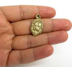 10k yellow gold small solid lion head pendant