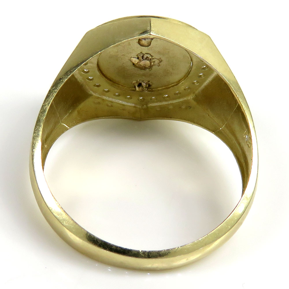 10k two tone gold cz islam crescent moon and star religious ring 1.50ct