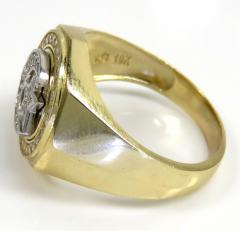 10k two tone gold cz islam crescent moon and star religious ring 1.50ct