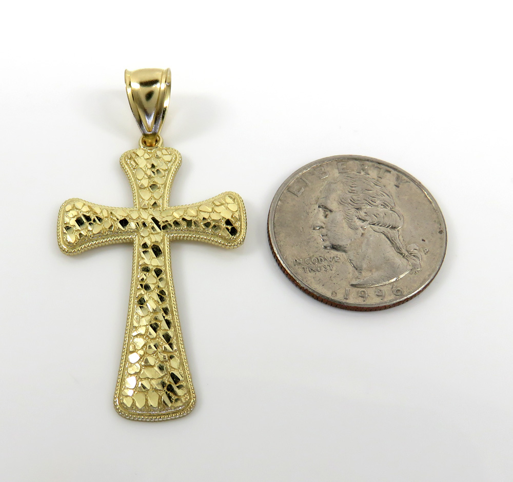 10k yellow gold large nugget cross  - Image 2