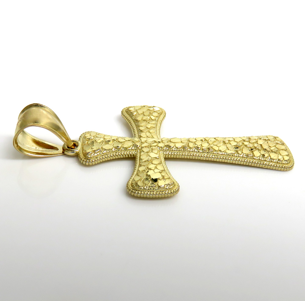 10k yellow gold large nugget cross 