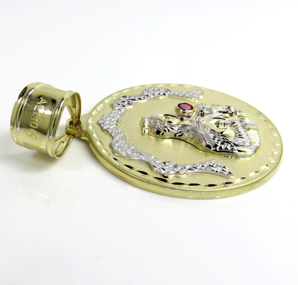 10k yellow gold medium santa barbara red cz pendant 0.10ct