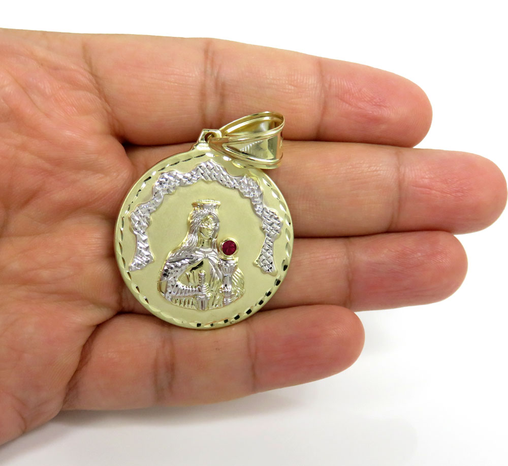 10k yellow gold medium santa barbara red cz pendant 0.10ct - Image 5