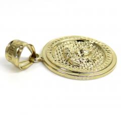 10k yellow gold round halo medusa head pendant 