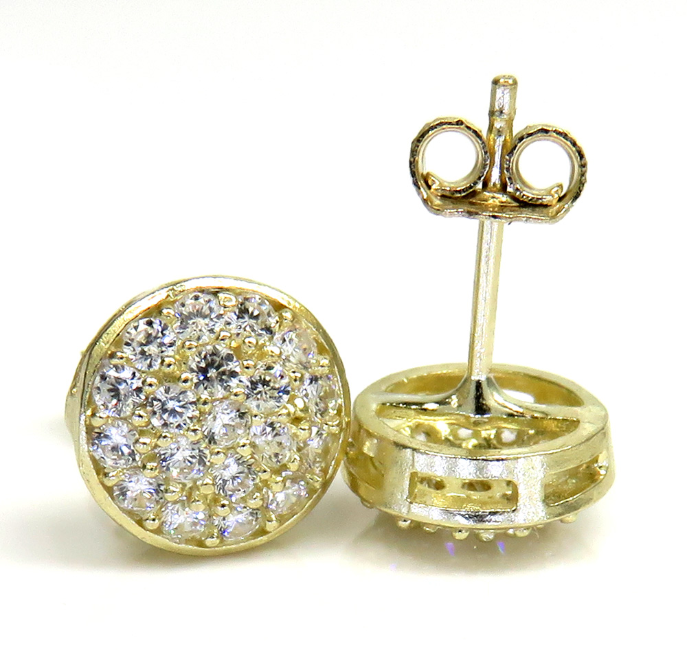 10k yellow gold cz snow cap 8.2mm earrings 1.00ct