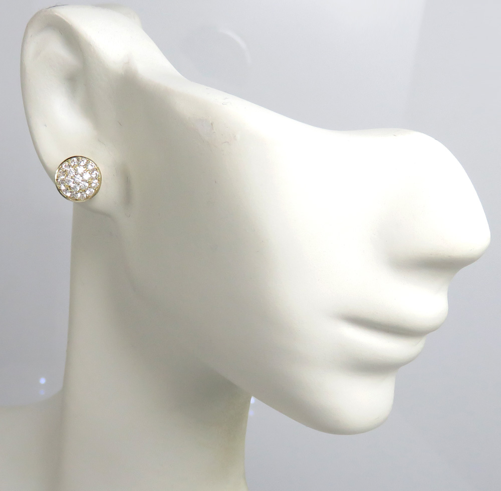 10k yellow gold cz snow cap 8.2mm earrings 1.00ct - Image 5