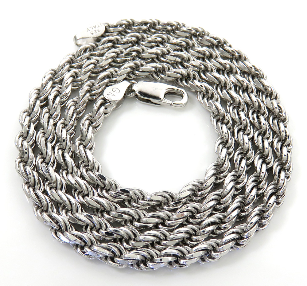 925 white sterling silver rope link chain 20-26 inch 3.80mm - Image 2