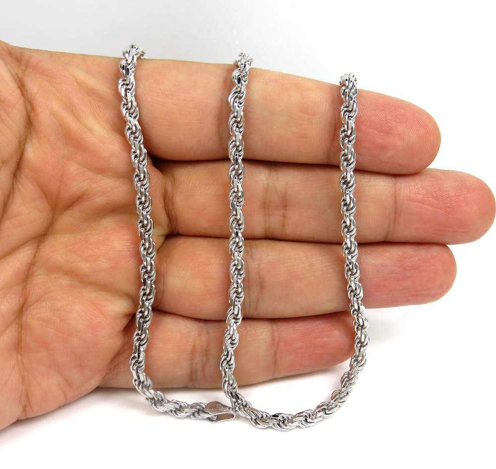 925 white sterling silver rope link chain 20-26 inch 3.80mm