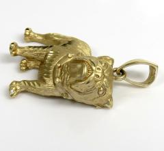 14k yellow gold diamond cut bull dog pendant 