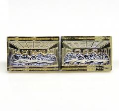 10k yellow gold small two tone jesus apostles last supper earrings