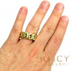 18k yellow or white gold 11mm solid miami link ring 
