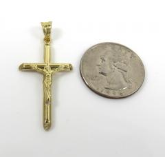 10k yellow gold small hanging jesus tube cross 