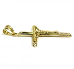 10k yellow gold small hanging jesus tube cross 