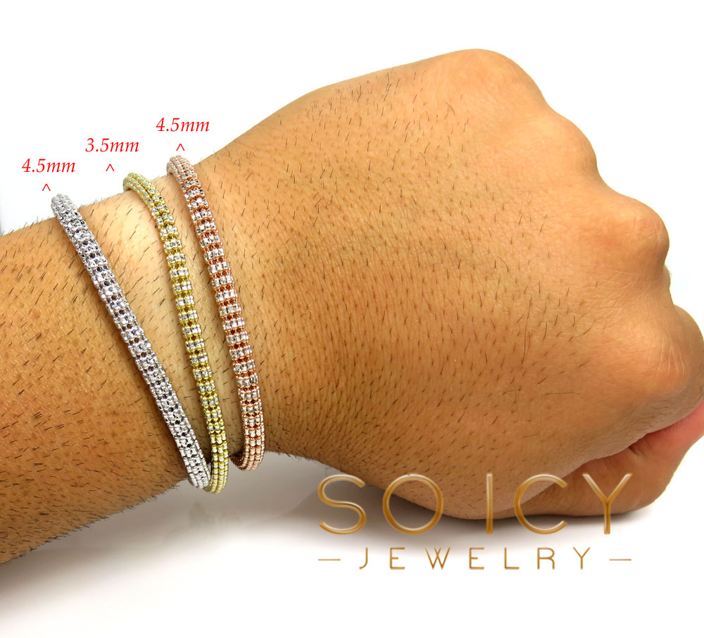 10k two tone gold diamond cut ice link bracelet 8