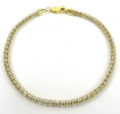 10k two tone gold diamond cut ice link bracelet 8.50