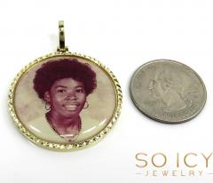 10k gold diamond cut double sided medium or large picture pendant 
