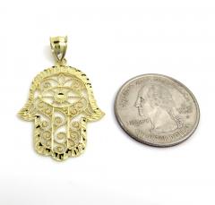 10k yellow gold medium fancy hamsa pendant 