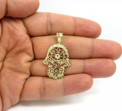 10k yellow gold medium fancy hamsa pendant 
