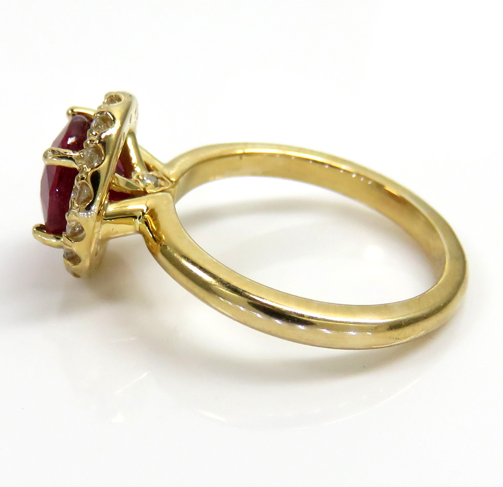 14k gold round diamond & ruby halo semi mount ring 1.70ct - Image 3