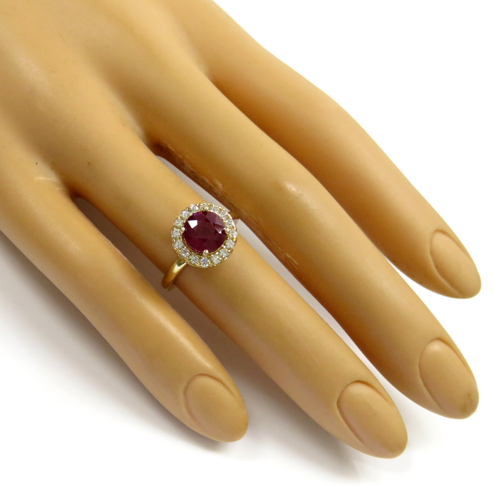 14k gold round diamond & ruby halo semi mount ring 1.70ct