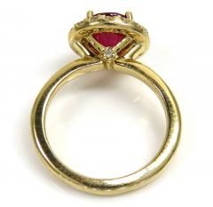14k gold round diamond & ruby halo semi mount ring 1.70ct