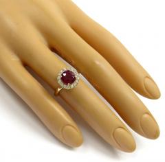 14k gold round diamond & ruby halo semi mount ring 1.70ct