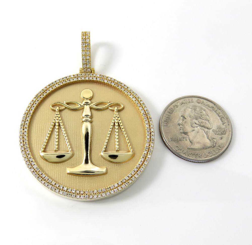 Buy 10k Gold Two Row Diamond Libra Scale Pendant 1.50ct Online at