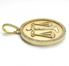 10k gold two row diamond libra scale pendant 1.50ct