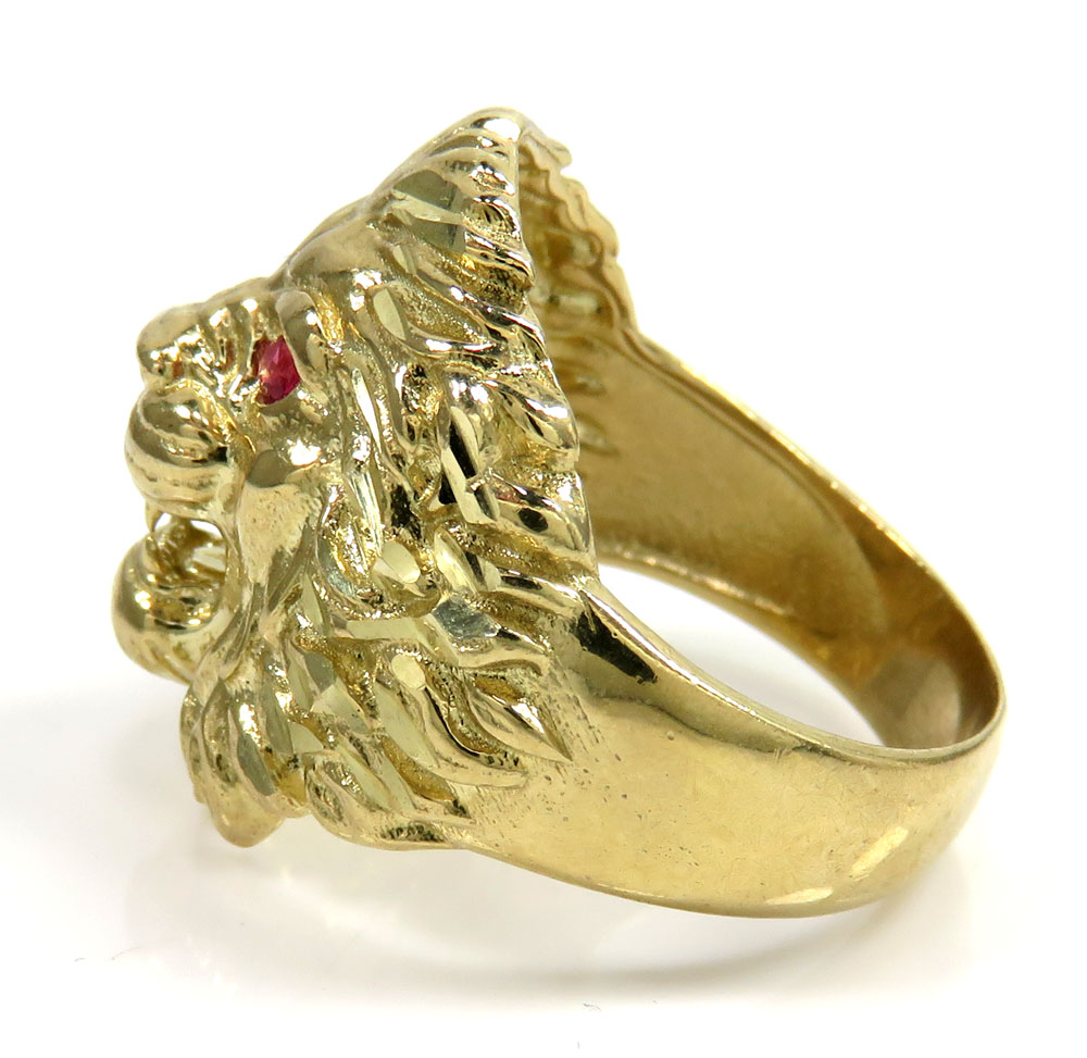 10k yellow gold cz lion ring 0.10ct - Image 3