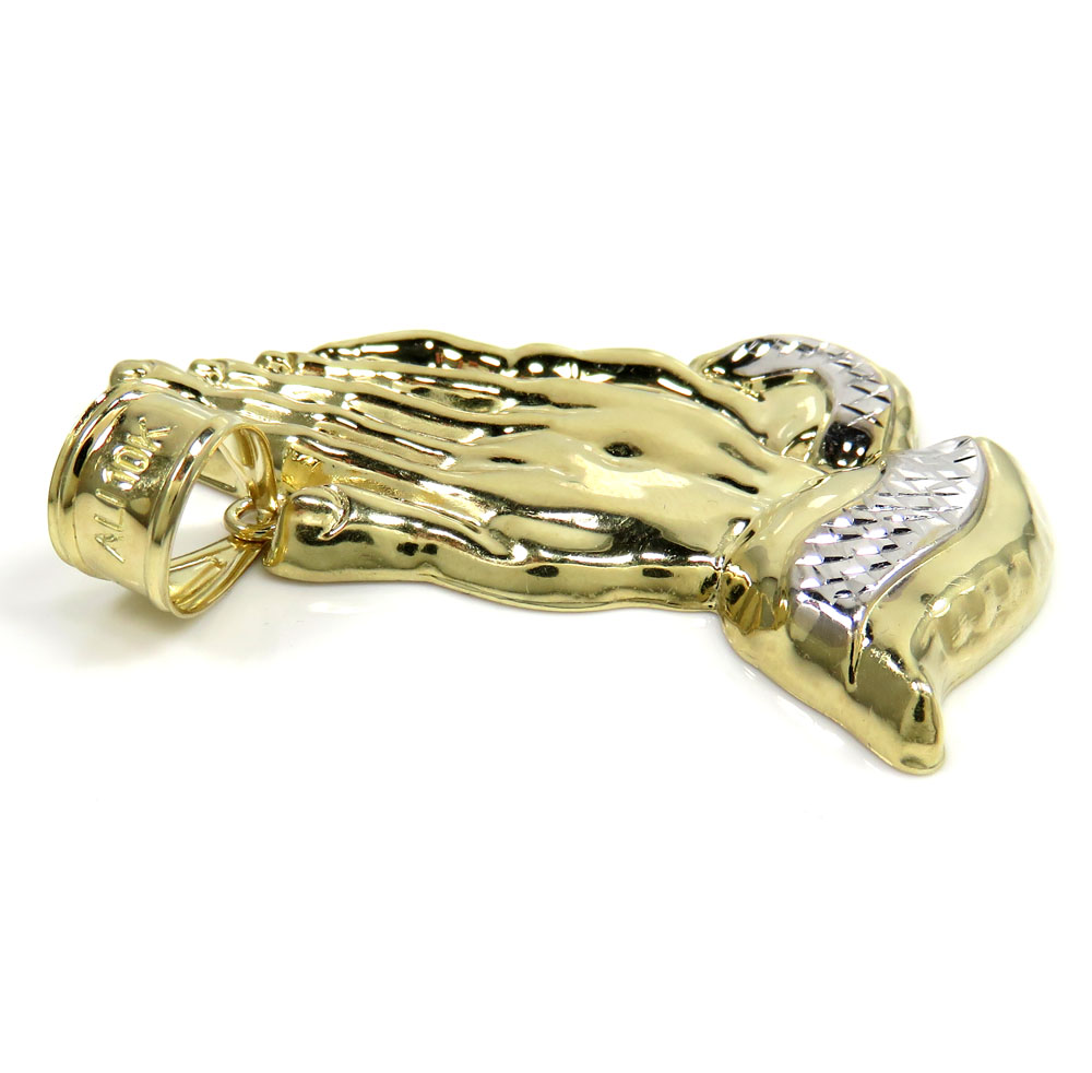 10k yellow gold large praying hands pendant 