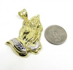 10k yellow gold large praying hands pendant 
