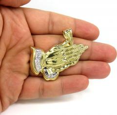 10k yellow gold large praying hands pendant 